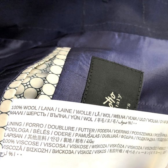 MANGO Mens Suit Vest Blue Windowpane Check Wool 42 - Picture 14 of 15